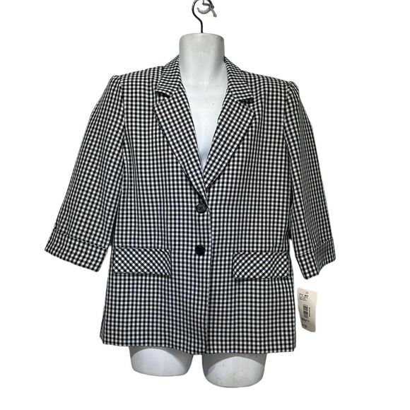 vintage nikki USA gingham plaid rockabilly button front blazer Size 10 - Picture 1 of 4